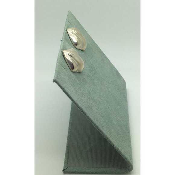 Taxco Puffy Sterling Silver Earrings Pierced Post Button Ripples TF 925 Mexico - Picture 2 of 3